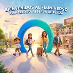 Un niño pequeño, una adolescente, una universitaria y un adulto andando por el entorno de Fluency Idiomas.